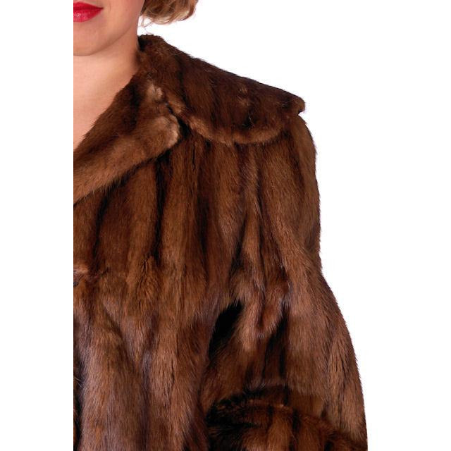 Vintage Swing Coat Muskrat Fur Extreme 1940s Big Shoulders Vogue Shop M Women's Vogue