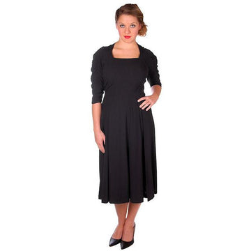 Vintage Black Rayon Cocktail Dress Jeanne Lanvin 1940s Unique Sleeves 42-31-43 - The Best Vintage Clothing
 - 1