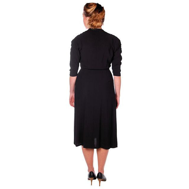 VTG 50s Jeanne Lanvin/Castillo Black Rayon Cocktail Dress Unique Sleeves M 42-31-43 Cart2cart Lanvin