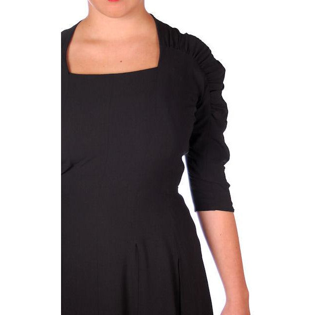 VTG 50s Jeanne Lanvin/Castillo Black Rayon Cocktail Dress Unique Sleeves M 42-31-43 Cart2cart Lanvin