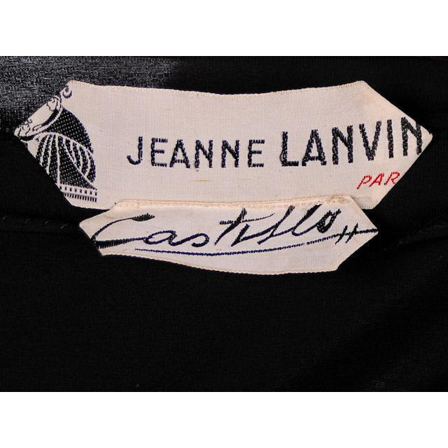 VTG 50s Jeanne Lanvin/Castillo Black Rayon Cocktail Dress Unique Sleeves M 42-31-43 Cart2cart Lanvin