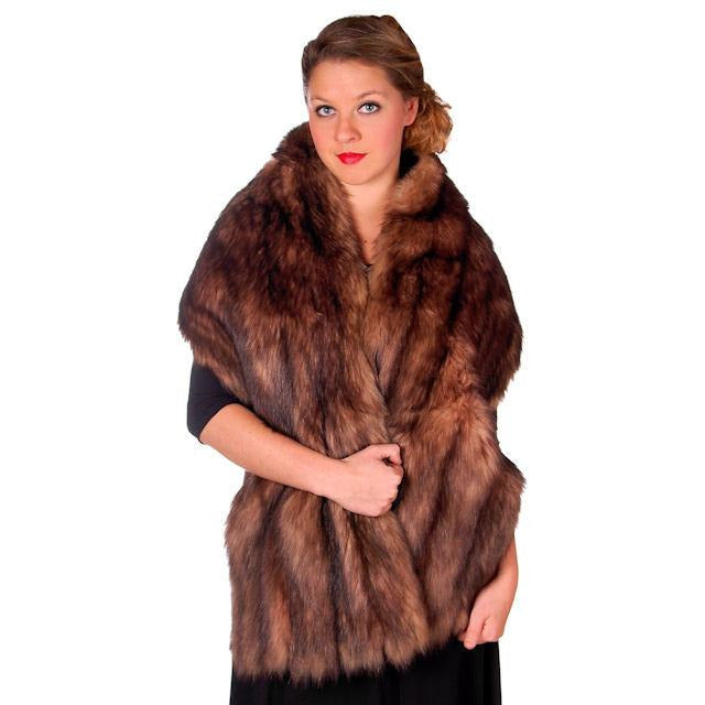 Vintage Stole 70" Long Dark Brown Badger Fur Mendessolle 30S Women's The Best Vintage Clothing