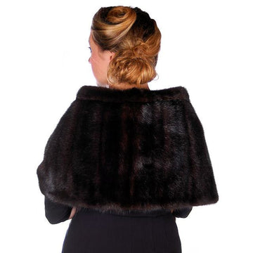 Vintage Stole Dark Brown Mink Extension Mod Print Lining Zipper 1970s Women's vendor-unknown