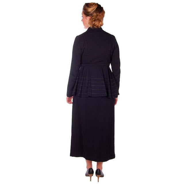 Ladies Titanic Era Vintage Navy Wool Walking Suit 1912 Printed Silk Lining 38-28-40 M Women's The Best Vintage Clothing
