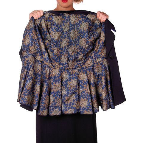 Ladies Titanic Era Vintage Navy Wool Walking Suit 1912 Printed Silk Lining 38-28-40 M Women's The Best Vintage Clothing