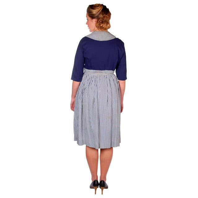 Vintage Day Dress Navy Gingham & Linen Jacket 1950s 41-30-Free Cart2cart The Best Vintage Clothing