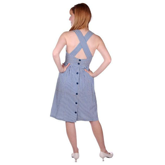 Vintage Cotton Pin Striped Jumper Sundress Criss-Cross Back 1940s NWOT 32-26-46 Cart2cart The Best Vintage Clothing