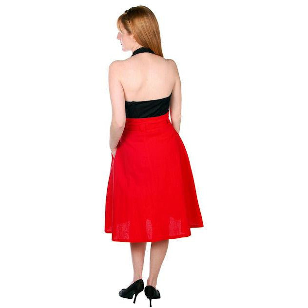 Vintage Red Cotton High Waist Skirt 1980s G. Pellini 28 Waist Cart2cart Pellini