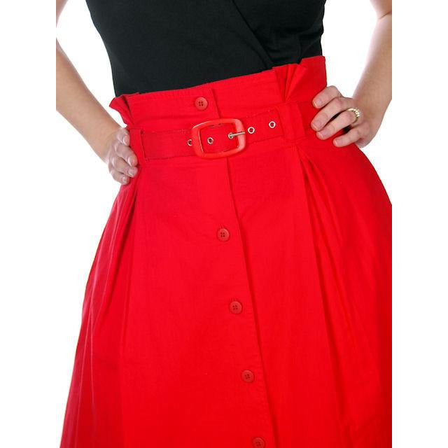 Vintage Red Cotton High Waist Skirt 1980s G. Pellini 28 Waist Cart2cart Pellini