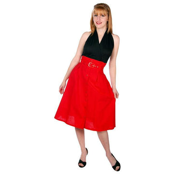 Vintage Red Cotton High Waist Skirt 1980s G. Pellini 28 Waist - The Best Vintage Clothing
 - 1