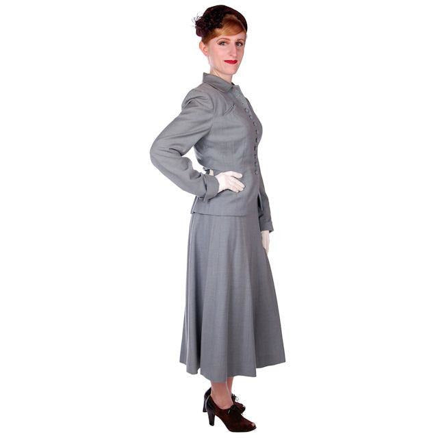 Vintage Dusty Light Blue Wool Ladies Suit 1940s Wasp Waist 38B 27W Cart2cart vendor-unknown