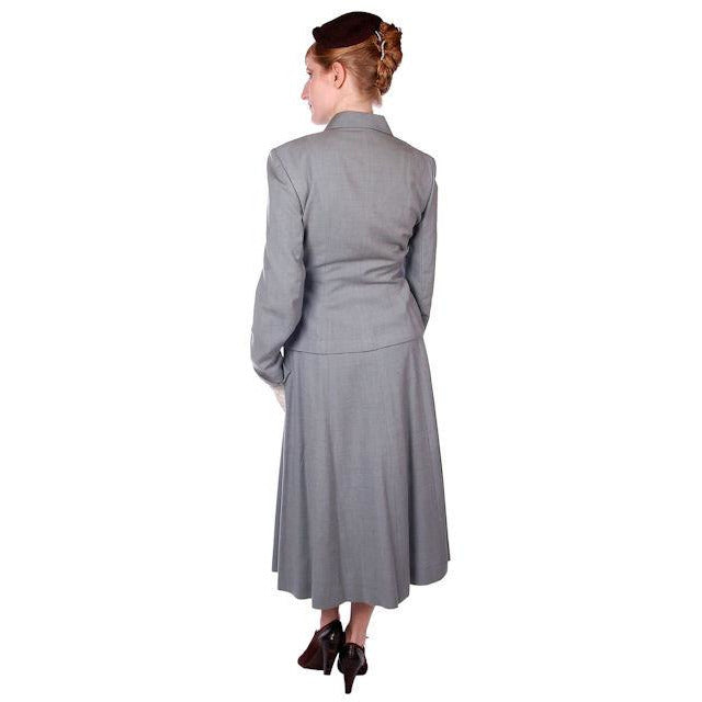 Vintage Dusty Light Blue Wool Ladies Suit 1940s Wasp Waist 38B 27W Cart2cart vendor-unknown