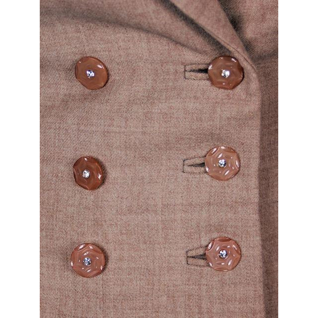 Vintage Oatmeal Beige Wool Ladies DBL BRSTD Suit 1940s Wasp Waist 38B 25 Waist Cart2cart The Best Vintage Clothing