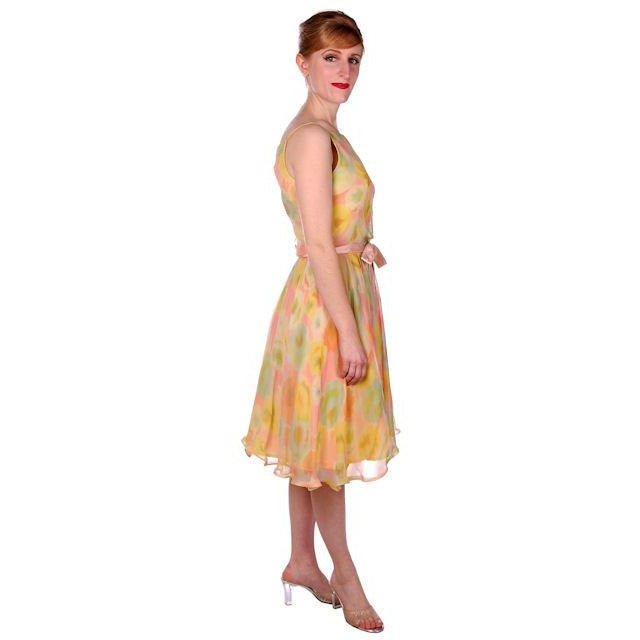 Vintage Sherbets Silk Chiffon Party Dress Summer 1965 Saks Fifth Ave 36-26-Free - The Best Vintage Clothing
 - 1