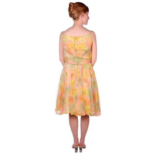 Vintage Sherbets Silk Chiffon Party Dress Summer 1965 Saks Fifth Ave 36-26-Free Women's,New Arrivals Saks Fifth Ave