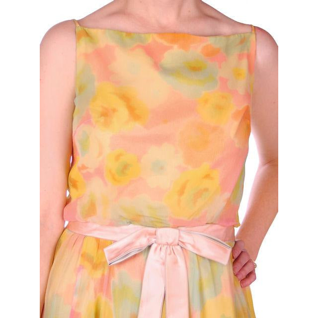 Vintage Sherbets Silk Chiffon Party Dress Summer 1965 Saks Fifth Ave 36-26-Free Women's,New Arrivals Saks Fifth Ave