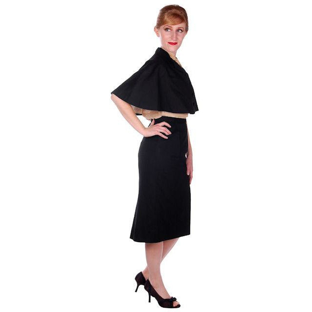 Vintage Black Cape & Pencil Skirt Laurice Keyloun 1950s 26 Waist 37 Hips Cart2cart Laurice Keyloun