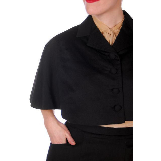 Vintage Black Cape & Pencil Skirt Laurice Keyloun 1950s 26 Waist 37 Hips Cart2cart Laurice Keyloun