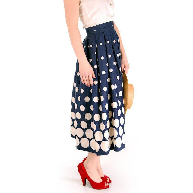 Vintage Ladies Cotton Skirt Blue & White Polka Dots 1940s 26" Waist Cart2cart vendor-unknown