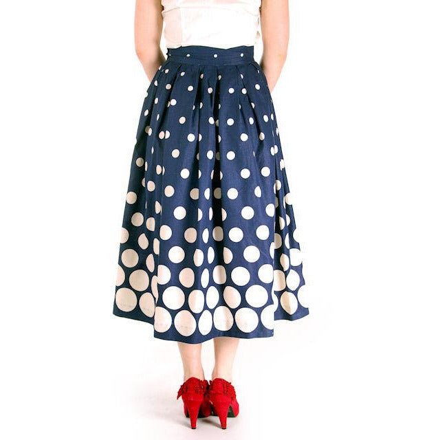 Vintage Ladies Cotton Skirt Blue & White Polka Dots 1940s 26" Waist Cart2cart vendor-unknown