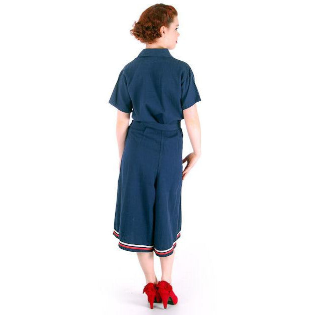 Vintage Ladies WW 2 SPORTSWEAR Culotte Pants Set Nautical Theme 1940s 40-28-41 Women's,New Arrivals vendor-unknown
