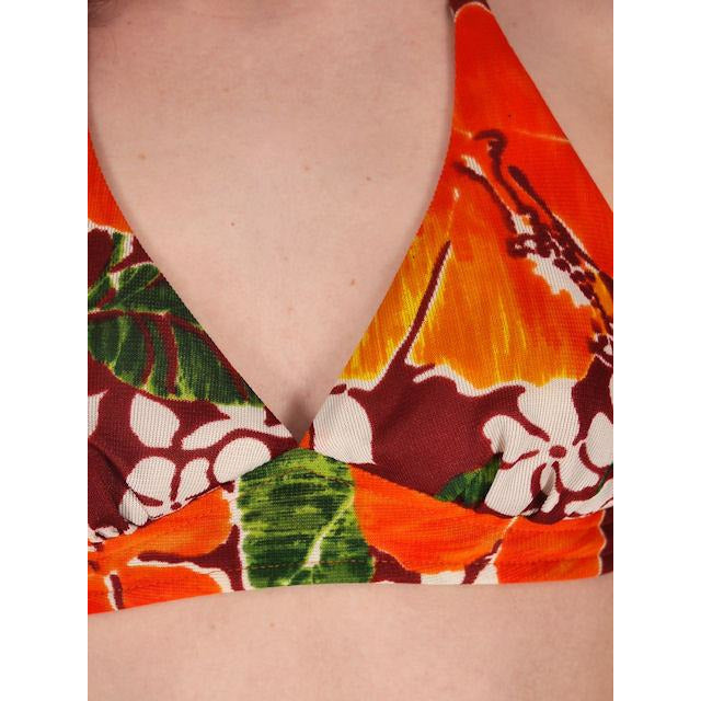 Vintage Womens S Swimsuit Bathing Suit 1970s 2 Piece Bikini Hawaiian Print Halter Shorts Women's,New Arrivals The Best Vintage Clothing