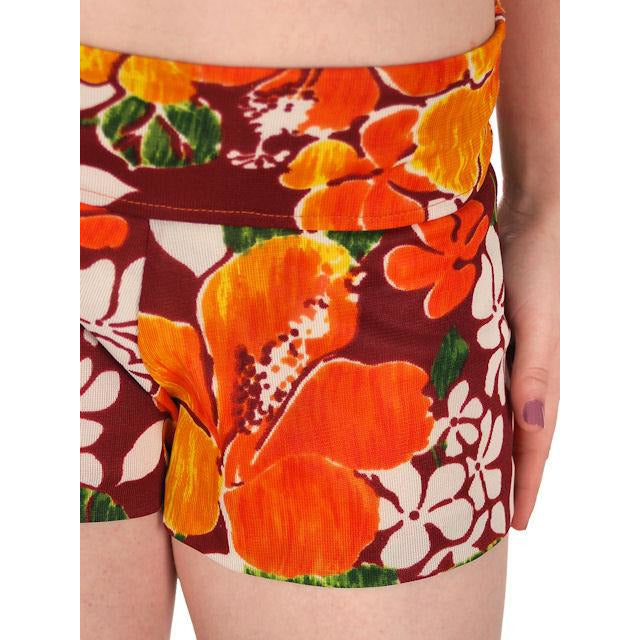 Vintage Womens S Swimsuit Bathing Suit 1970s 2 Piece Bikini Hawaiian Print Halter Shorts Women's,New Arrivals The Best Vintage Clothing