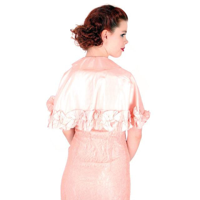 Vintage Dress Peach Lace Tea Gown w/ Bias Cut Slip & Capelet 1930s 32-29-38 Women's,New Arrivals The Best Vintage Clothing