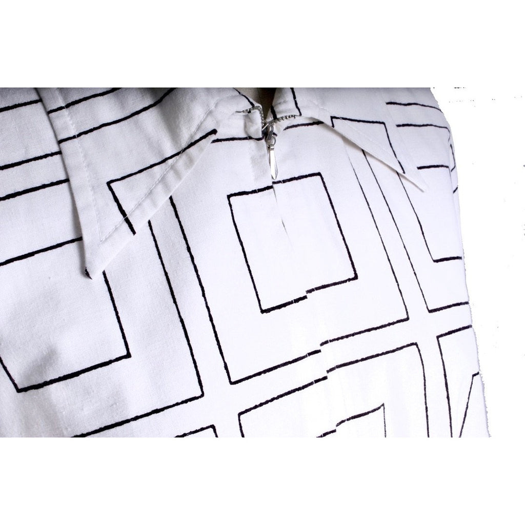 Vintage 1970s Scandinavian Designer Vuokko Squares Print A-Line Dress M marimekko Vuokko