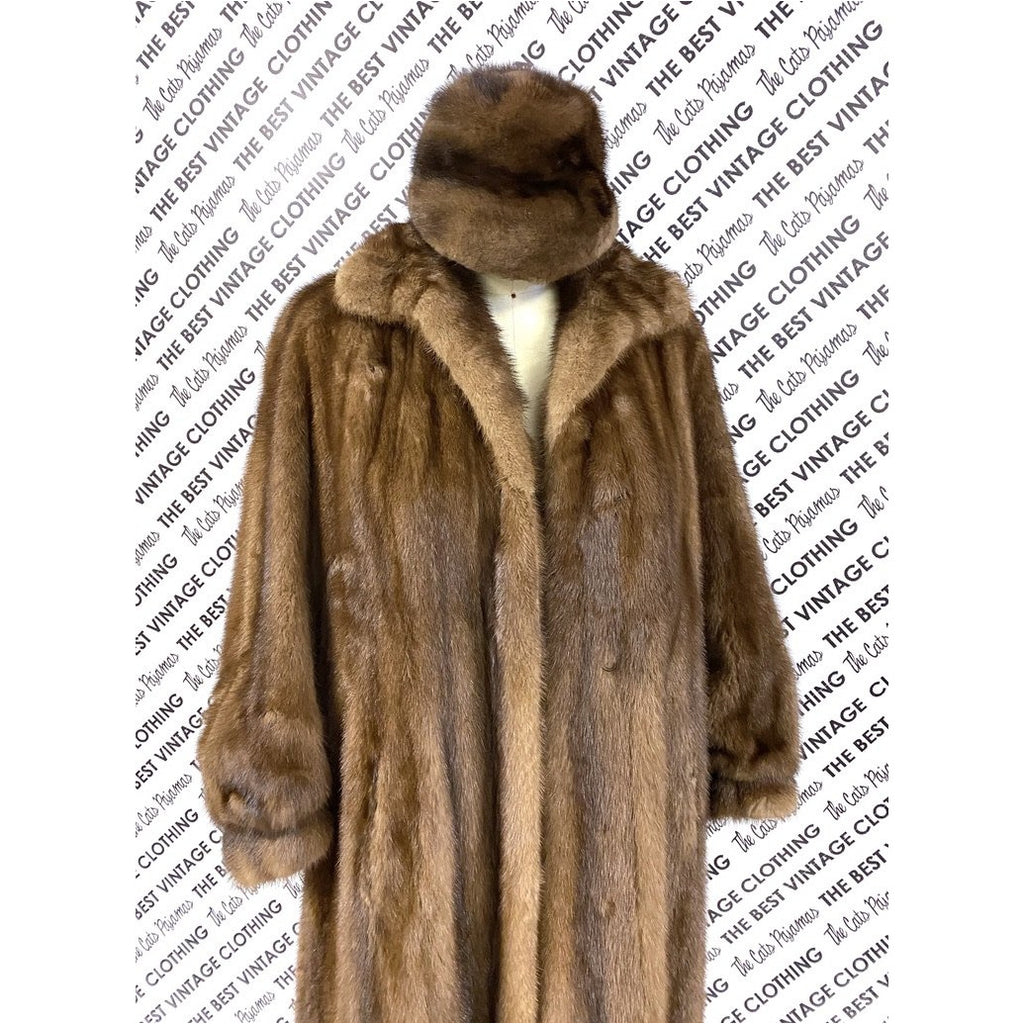 VTG Pierre Cardon Saga Mink Fur Coat + Matching Hat Womens M/L/XL Gorgeous Mid Calf 1950s coat The Best Vintage Clothing