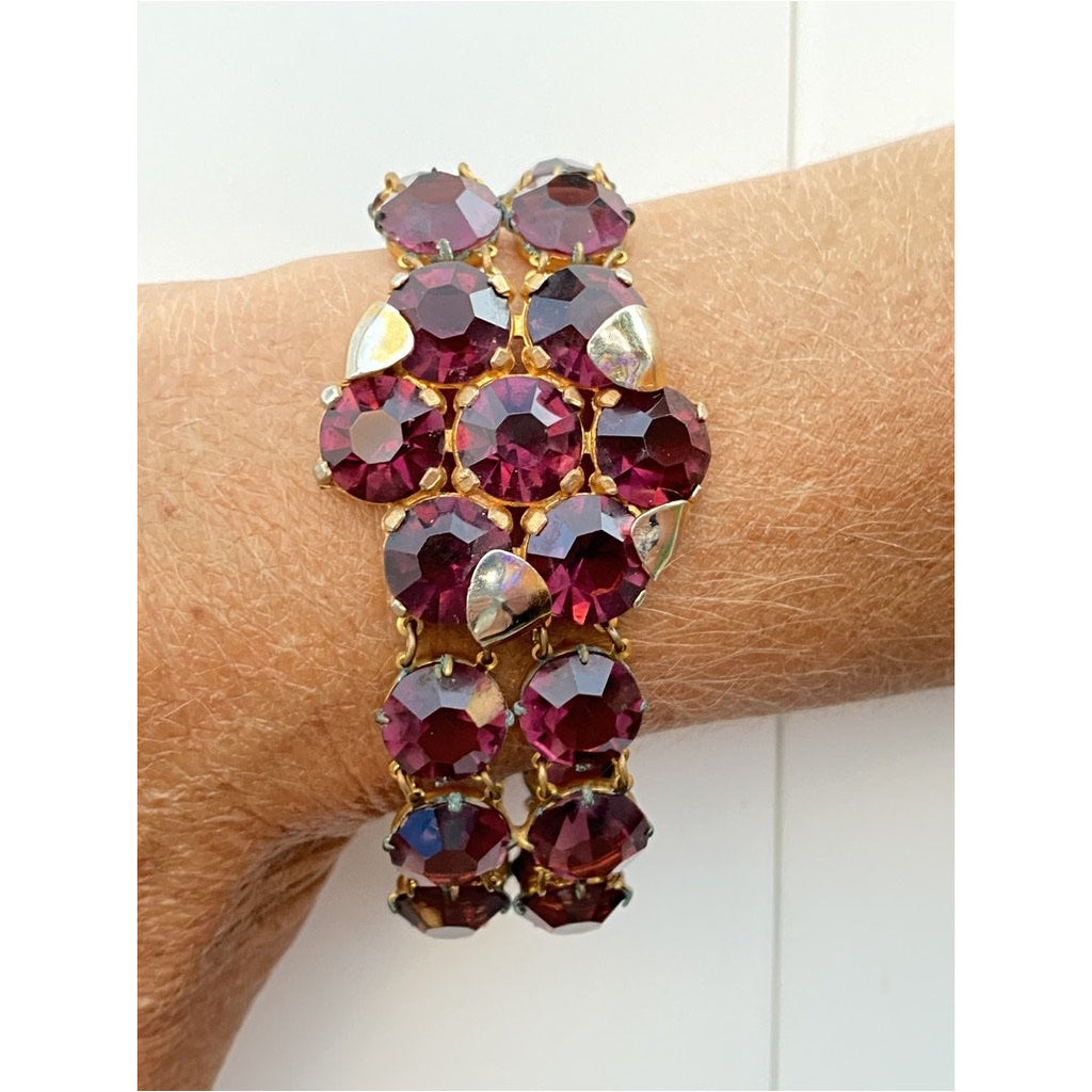 Vintage Amethyst Glass/Brass Bracelet/Brooch 1940S Revival Cart2cart The Best Vintage Clothing
