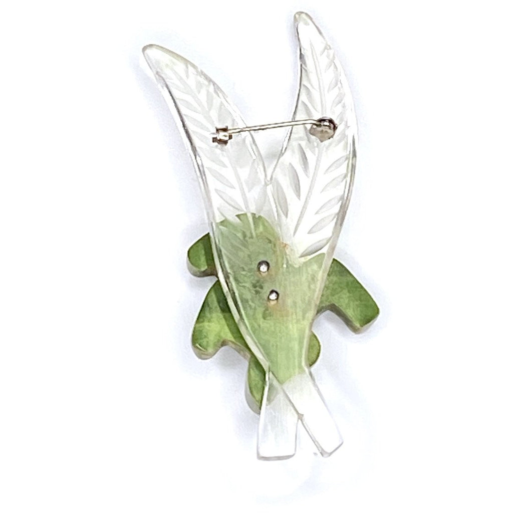 Vintage Clear Lucite/Green Bakelite Leaf Frond Brooch Large 1940S Guernsey Cart2cart The Best Vintage Clothing