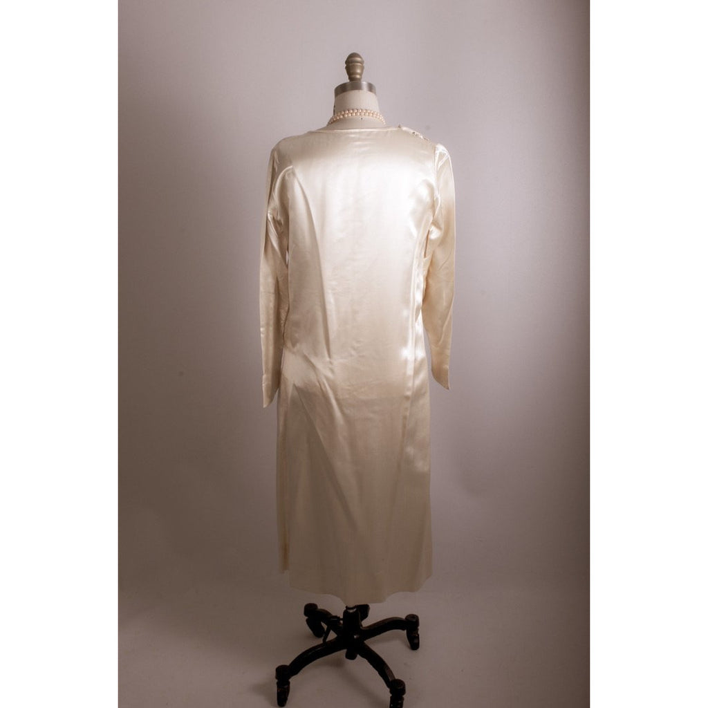 Antique 1920s Flapper Dress Simple Ivory Silk Satin Wedding 38"Bust- 38"Hips The Best Vintage Clothing