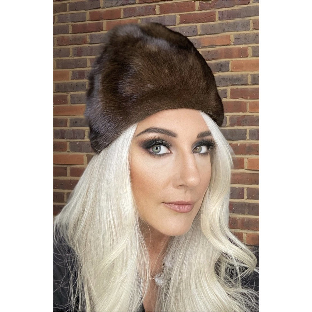 Vintage Mink Fur Hat Dark Brown Amrose New York 21 3/4" Cool Shape Near Mint 1960s Accessories The Best Vintage Clothing