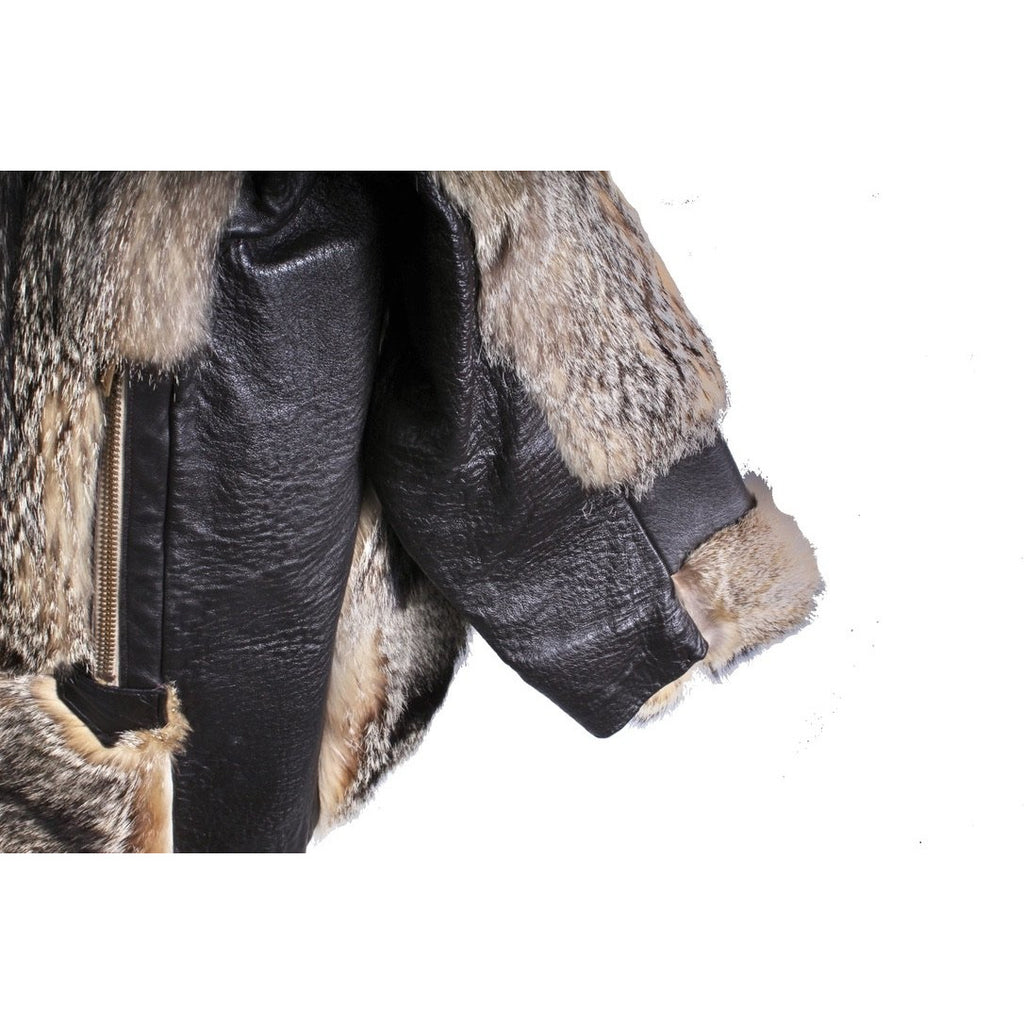 Mens Vintage 1970s Coyote Fur & Leather Parka Coat Jacket M/L Outrageous! The Best Vintage Clothing