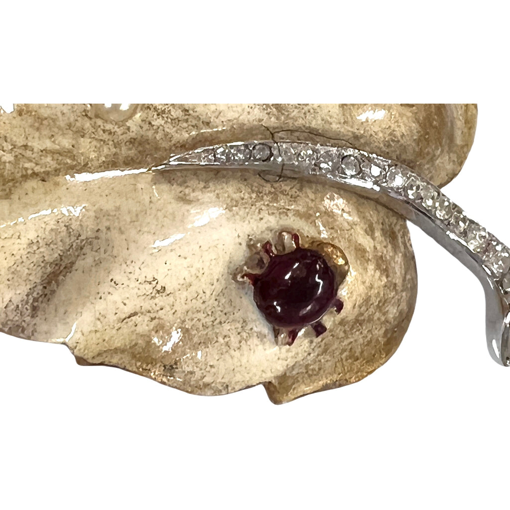 Rare Vintage Signed Alfred Philippe Trifari Leaf Ivory Brooch 1950s w/ Ladybug Cart2cart Trifari