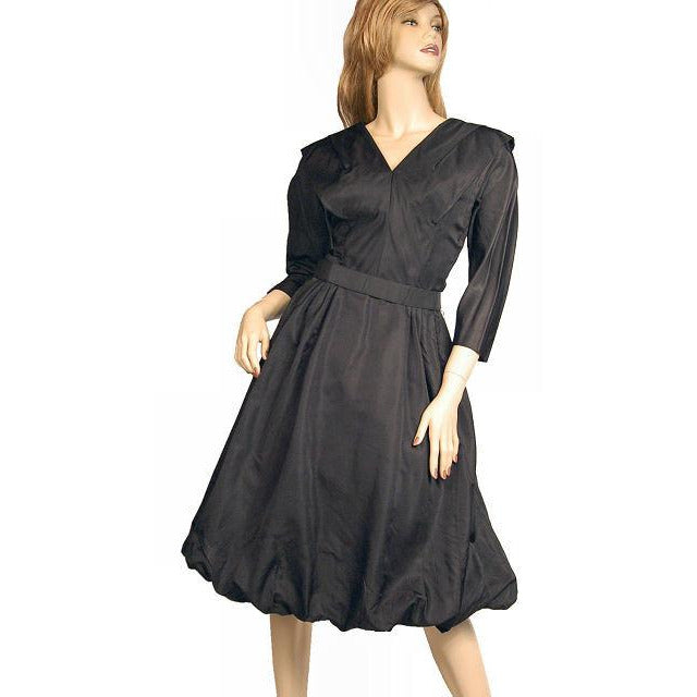 Vintage Dress Bubble Gown Black Silk Satin Seymour Jacobson 1940s - The Best Vintage Clothing
 - 1