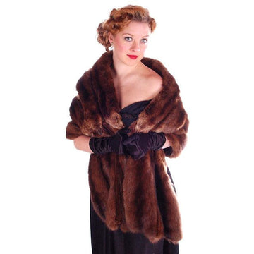 Vintage Fur Stole  Natural Ranch Mink Movie Star Quality 1950S Dark Brown 14 Skin - The Best Vintage Clothing
 - 1