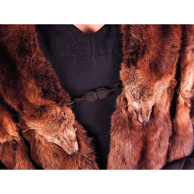 VTG 1950s Ranch Mink Fur Stole Wrap 14 Skin Dark Brown Hollywood Glam Provenance Women's The Best Vintage Clothing