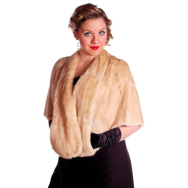 Vintage Stole Blonde Muskrat Fur Vogue Inc 1950s Beauty & Unusual Color One Size Women's Vogue