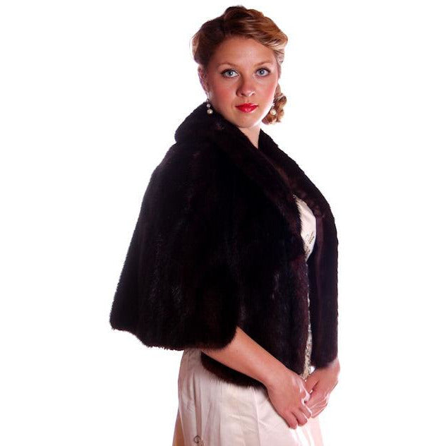Vintage Fur Luxurious Darkest Brown Mink Stole Movie Star 1950s Women's The Best Vintage Clothing