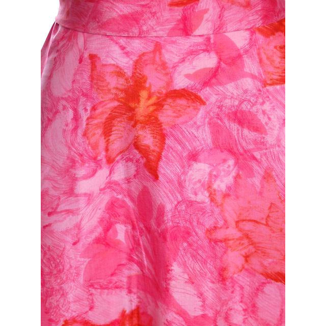 Vintage Hot Pink Printed Dress & Matching Hat 1950s 37-30-42 Cart2cart The Best Vintage Clothing