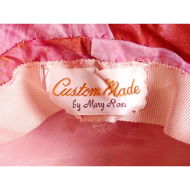 Vintage Hot Pink Printed Dress & Matching Hat 1950s 37-30-42 Cart2cart The Best Vintage Clothing