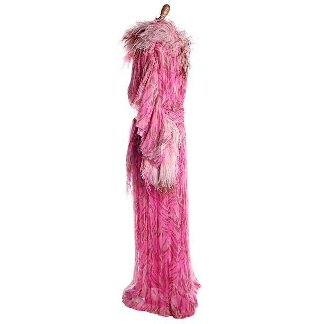 Vintage French Evening Gown Designer Marie-Martine Silk/ Feathers Paris 1950s 36 Bust Cart2cart Marie Martine