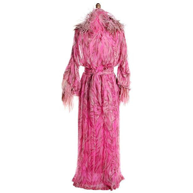 Vintage French Evening Gown Designer Marie-Martine Silk/ Feathers Paris 1950s 36 Bust Cart2cart Marie Martine