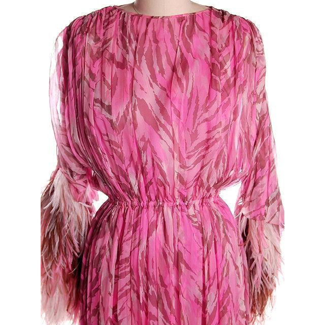 Vintage French Evening Gown Designer Marie-Martine Silk/ Feathers Paris 1950s 36 Bust Cart2cart Marie Martine