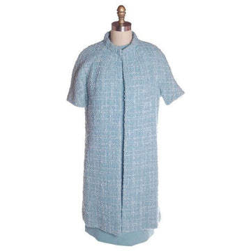 Vintage Blue Wool Tweed Dress & Coat Set 1960s B.H. Wragge Small Cart2cart B.H.Wragge