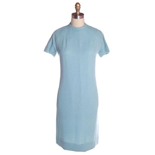 Vintage Blue Wool Tweed Dress & Coat Set 1960s B.H. Wragge Small Cart2cart B.H.Wragge