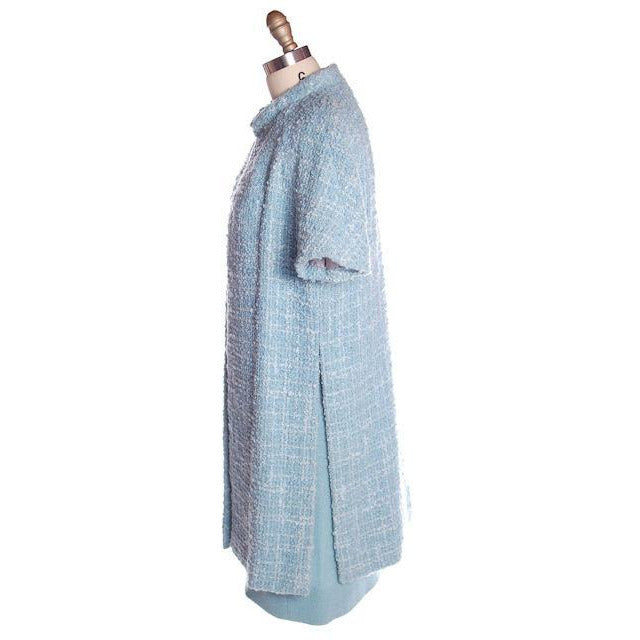 Vintage Blue Wool Tweed Dress & Coat Set 1960s B.H. Wragge Small Cart2cart B.H.Wragge