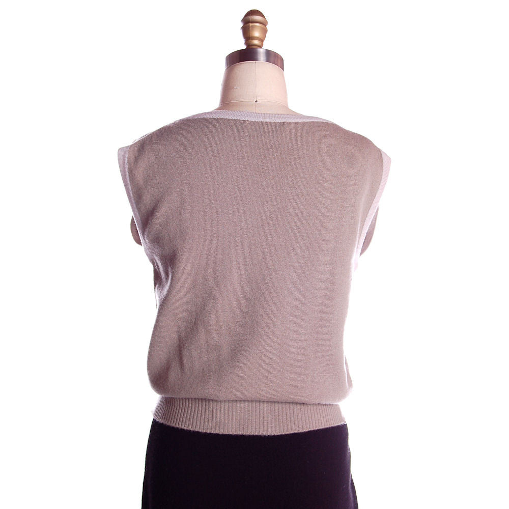Vintage Pringle Taupe Cashmere Patterned Sweater Vest Eu 38/97 1950s Women's The Best Vintage Clothing